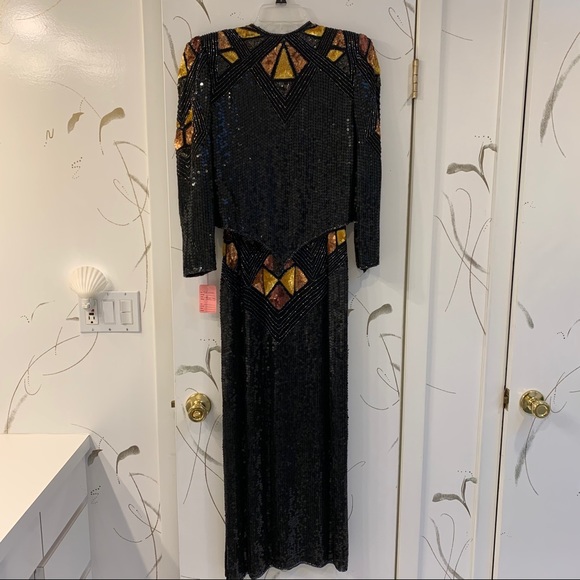 Beaded Evening Gown with Matching Jacket, Medium - Picture 9 of 11